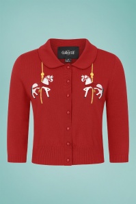 Collectif Clothing - 50s Halette Carousel Cardigan in Red