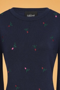 Collectif Clothing - 50s Stevie Berry Bloom Jumper in Navy 3