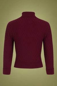 Collectif Clothing - 60s Rai Knitted Roll Neck Jumper in Burgundy 2