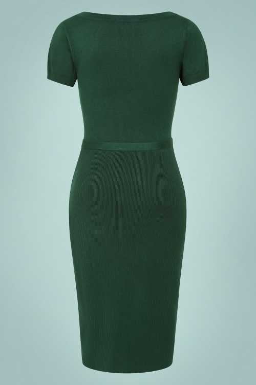 Collectif Clothing - 50s Daniela Knitted Dress in Green 5