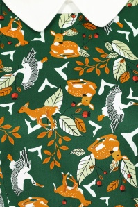 Collectif Clothing - 50s Peta Wild Berry Fields Swing Dress in Green 3