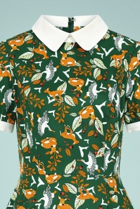 Collectif Clothing - 50s Peta Wild Berry Fields Swing Dress in Green 2