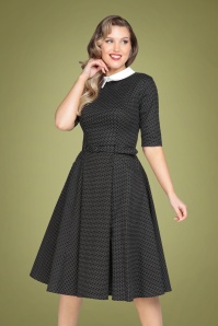 Collectif Clothing - Winona Mini Polka Swing Dress Années 50 en Noir et Blanc 2