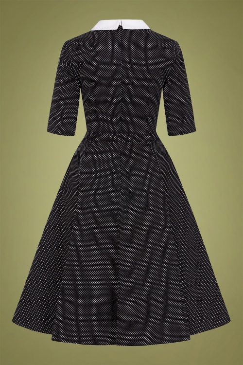 Collectif Clothing - Winona Mini Polka Swing Dress Années 50 en Noir et Blanc 5