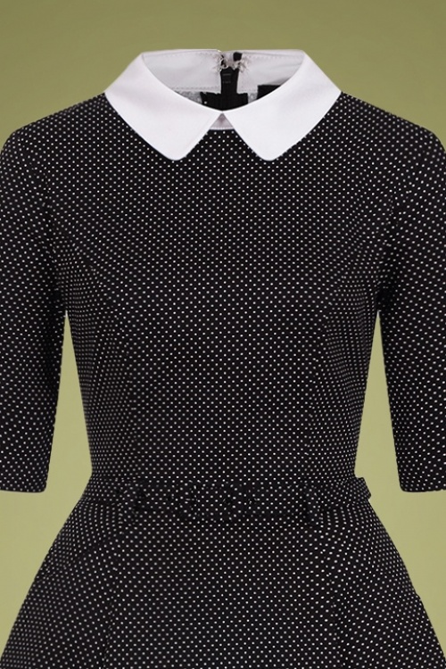 Collectif Clothing - Winona Mini Polka Swing Dress Années 50 en Noir et Blanc 3