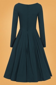 Collectif Clothing - 50s Edith Swing Dress in Teal 3