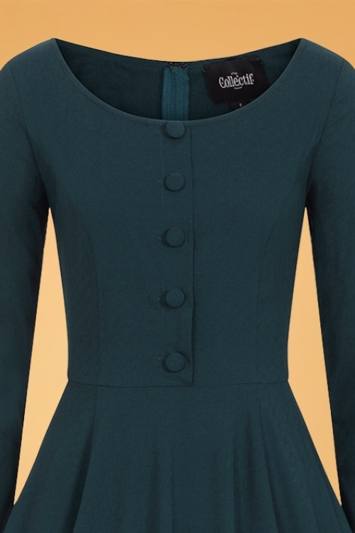 Collectif Clothing - Edith Swing Dress Années 50 en Bleu Sarcelle 4