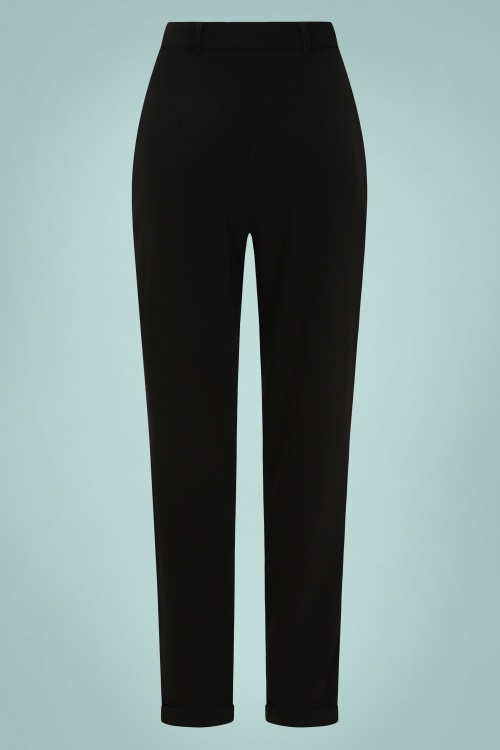 Collectif Clothing - 50s Zuri Plain Trousers in Black 3