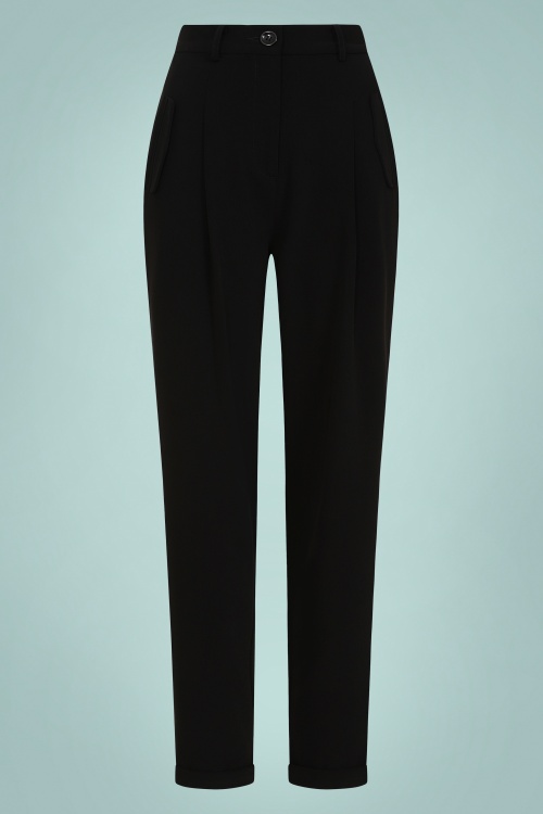 Collectif Clothing - 50s Zuri Plain Trousers in Black 2