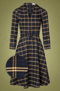 Timeless - 50s Helena Check Dress in Blue