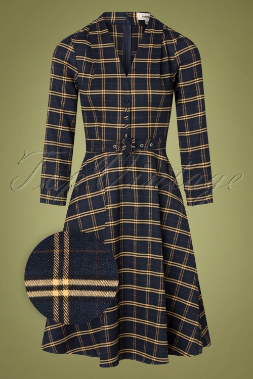 Timeless - 50s Helena Check Dress in Blue