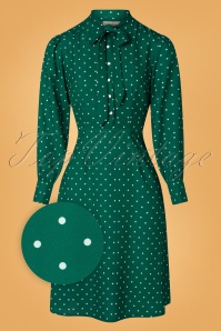 Timeless - 50s Prudence Polkadot Dress in Foliage Green