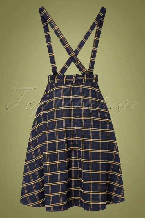 Timeless - 40s Checker Pinafore Skirt in Blue 2