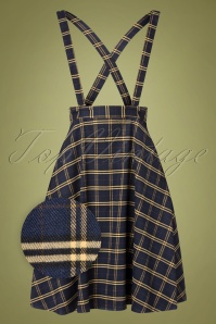 Timeless - 40s Checker Pinafore Skirt in Blue