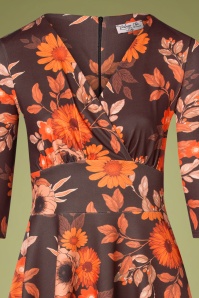 Vintage Chic for Topvintage - Maddison Floral Swing Kleid in Braun und Orange 2