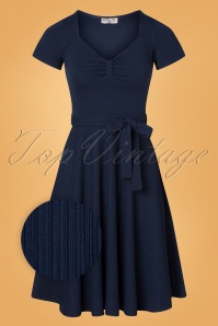 Vintage Chic for Topvintage - Clara Swing Dress Années 50 en Bleu Marine