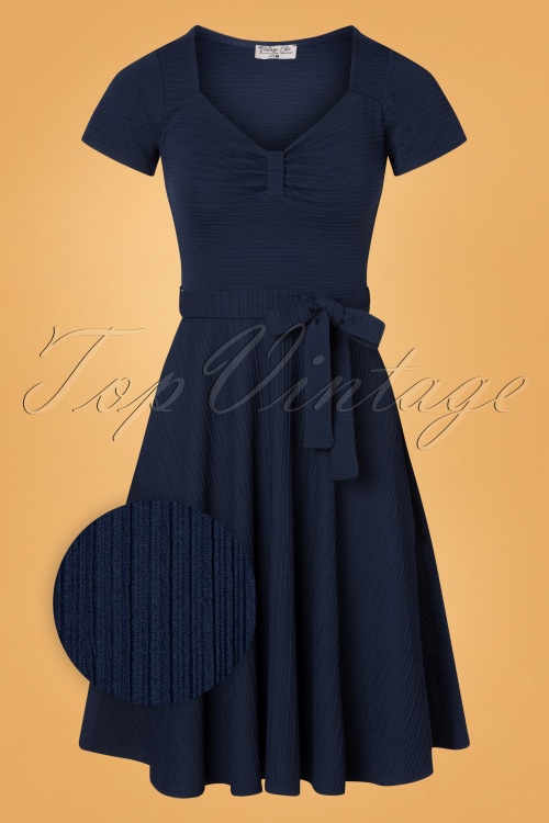 Vintage Chic for Topvintage - Clara Swing Dress Années 50 en Bleu Marine
