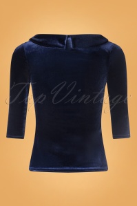Vintage Chic for Topvintage - Belle fluwelen bow top in marineblauw 2