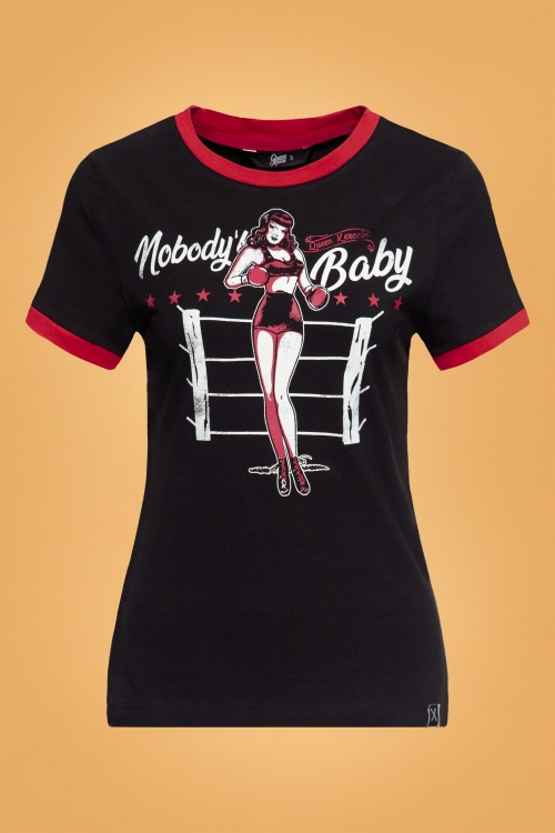 Queen Kerosin - Nobody's Baby T-Shirt Années 50 en Noir