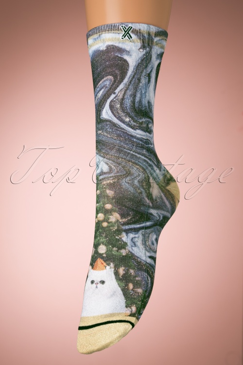 XPOOOS - Xmas marble sokken in grijs en goud