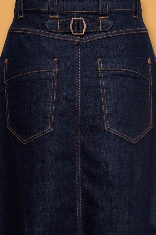 Queen Kerosin - Workwear Jeans Latzkleid Swing Rock in dunkelblauer Waschung 5