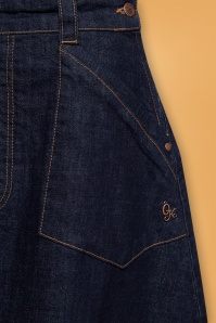 Queen Kerosin - Workwear Jeans Latzkleid Swing Rock in dunkelblauer Waschung 4