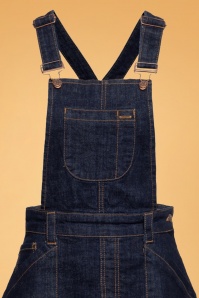 Queen Kerosin - Workwear Jeans Latzkleid Swing Rock in dunkelblauer Waschung 3