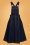 50s Workwear Denim Dungaree Swing Skirt in Dark Blue Wash