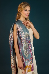 Powder - Forest Party Satin Printed Scarf in Blue 3