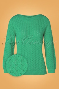 Mademoiselle YéYé - 60s Stay Longer Knit Top in Vivid Green