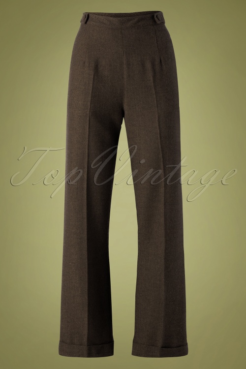Banned Retro - 40s Work It Out Trousers in Brown