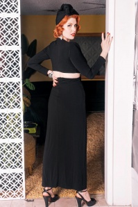 Rebel Love Clothing - 40s Lamarr Twist Dress With Matching Turban in Black 3