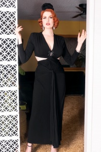 Rebel Love Clothing - 40s Lamarr Twist Dress With Matching Turban in Black 2