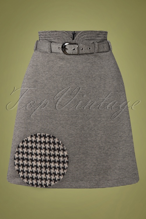 Vive Maria - 60s Chelsea Houndstooth Love Skirt in Grey