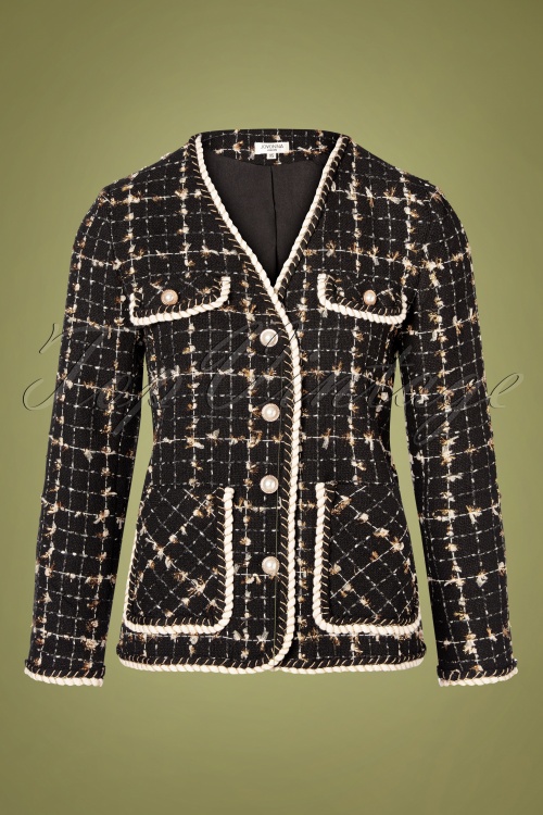 Jovonna - Esca Tweed Jacket Années 60 en Noir 2
