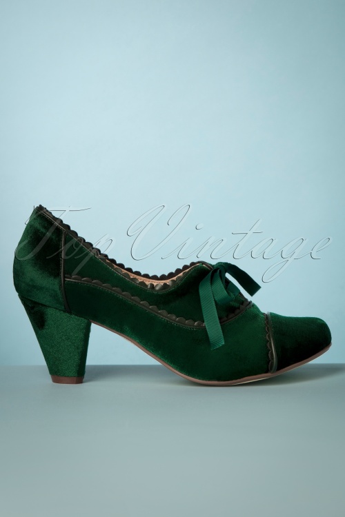 Chelsea Crew - 40s Madison Velvet Shoe Booties in Emerald Green 2
