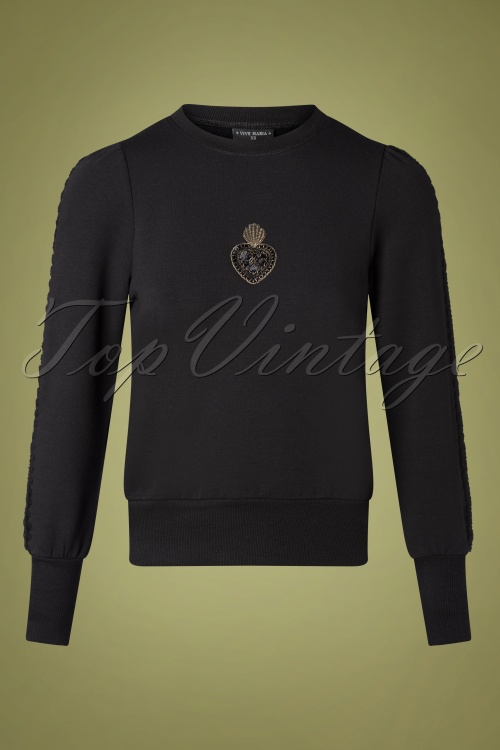 Vive Maria - Holy Heart Sweater Années 60 en Noir