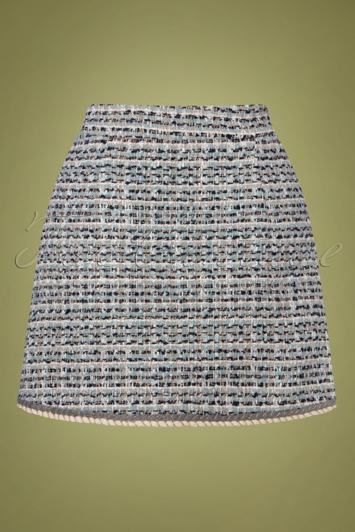 Jovonna - 60s Thelma Tweed Skirt in Blue 2