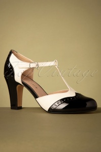 Chelsea Crew - 20s Gatsby T-Strap Pumps in Black and White 2