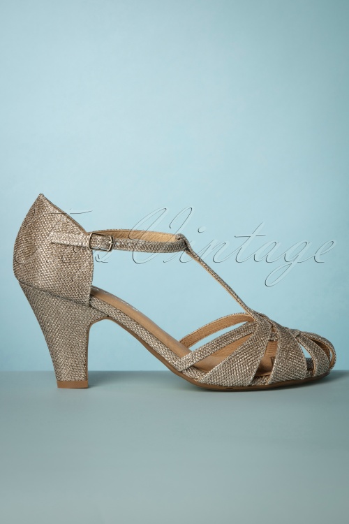 Chelsea Crew - Sergi T-strap pumps in oogverblindend goud