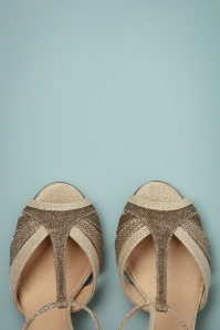 Chelsea Crew - 50s Diana T-Strap Sandalettes in Dazzling Pale Gold 3