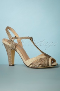 Chelsea Crew - 50s Diana T-Strap Sandalettes in Dazzling Pale Gold 2