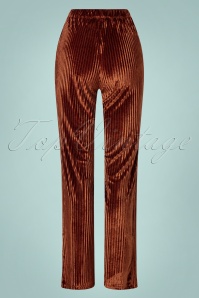 Compania Fantastica - Sally gestreepte fluwelen broek in bruin 2