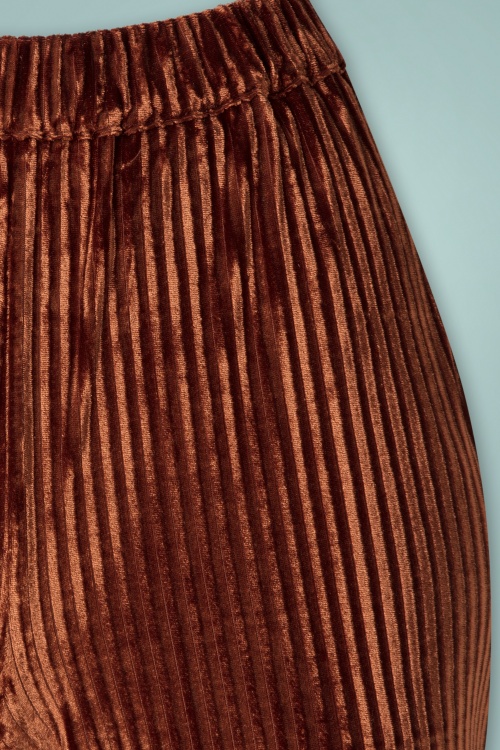 Compania Fantastica - Sally gestreepte fluwelen broek in bruin 3