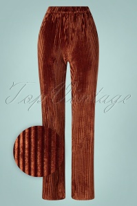 Compania Fantastica - Sally gestreepte fluwelen broek in bruin