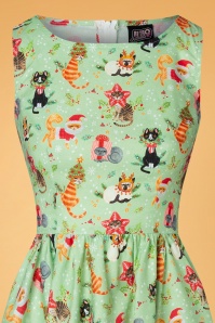 Retrolicious - Grumpy Cats Vintage Dress Années 50 en Vert Menthe 2