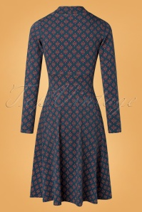 Blutsgeschwister - 60s Shalala Tralala Shawlax Dress in Itsy Bitsy Quilting Bees Blue 4