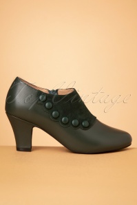 Lola Ramona ♥ Topvintage - Ava Aurelie Leather Shoe Booties Années 20 en Vert Foncé 3