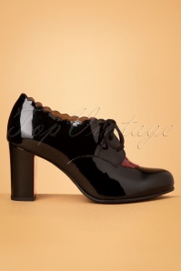 La Veintinueve - Franca Leather Shoe Booties Années 60 en Noir et Rouge 3