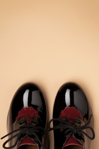 La Veintinueve - Franca Leather Shoe Booties Années 60 en Noir et Rouge 2